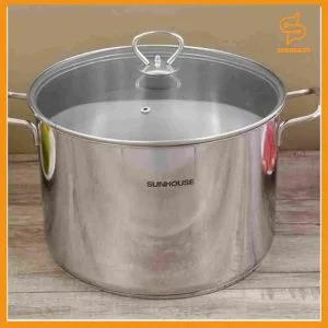 Nồi luộc gà inox 3 đáy nắp kính 28 cm Sunhouse SH28LG