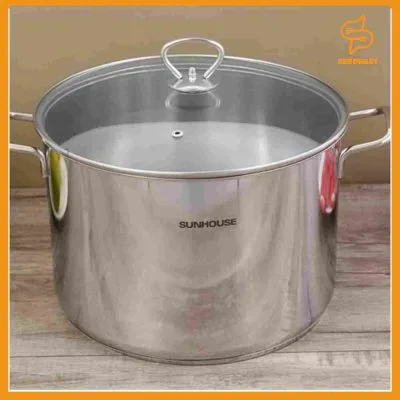 Nồi luộc gà inox 3 đáy nắp kính 28 cm Sunhouse SH28LG